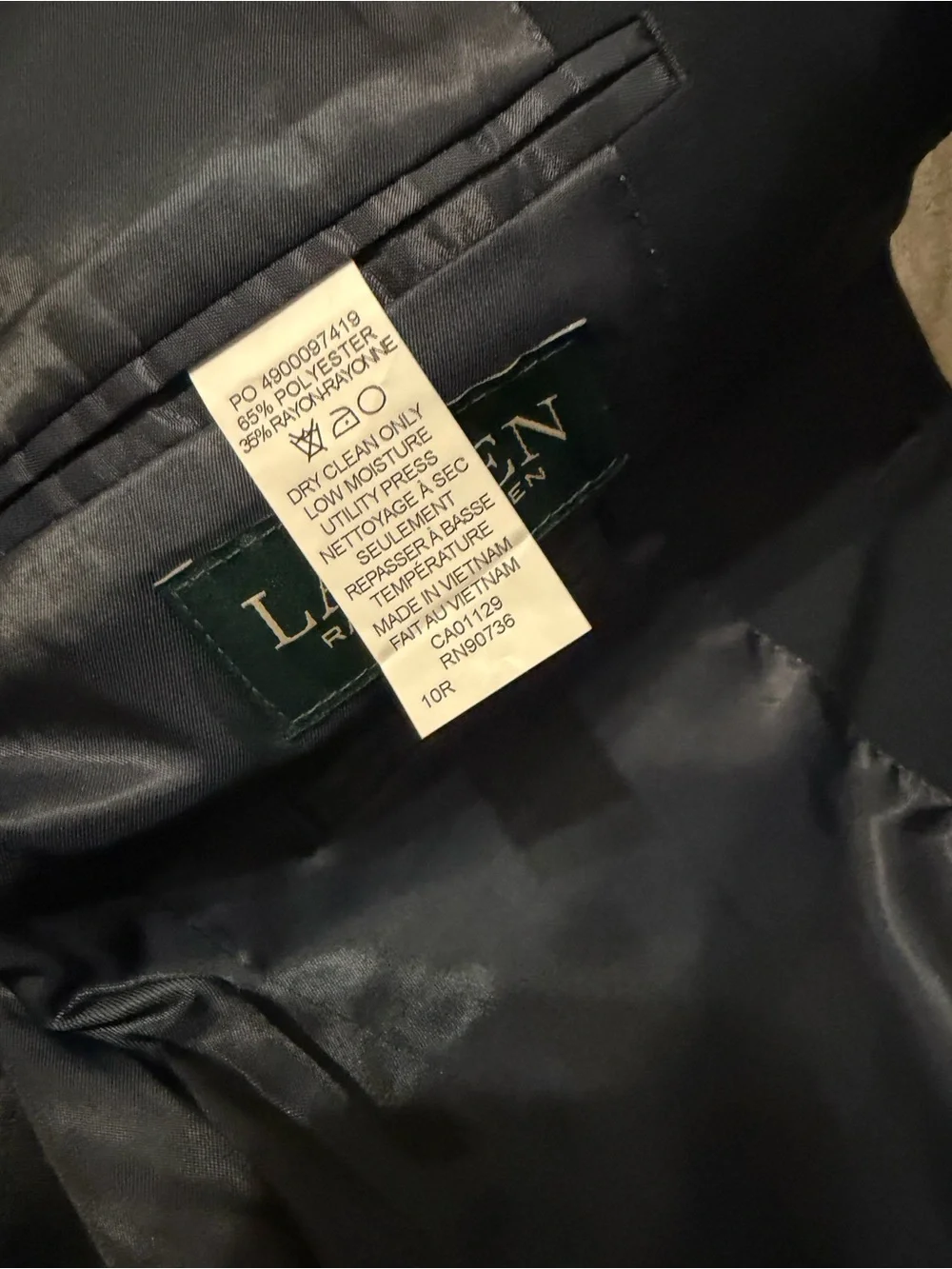 Ralph Lauren Boys 10 Reg Navy Blazer with Gold-Tone Buttons